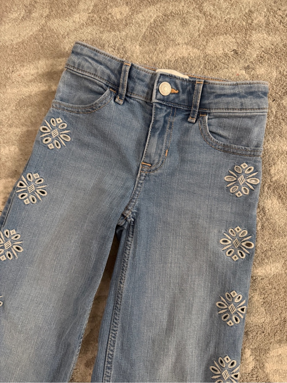 Girl’s Abercrombie Light Blue Embroidered Wide Leg Jeans